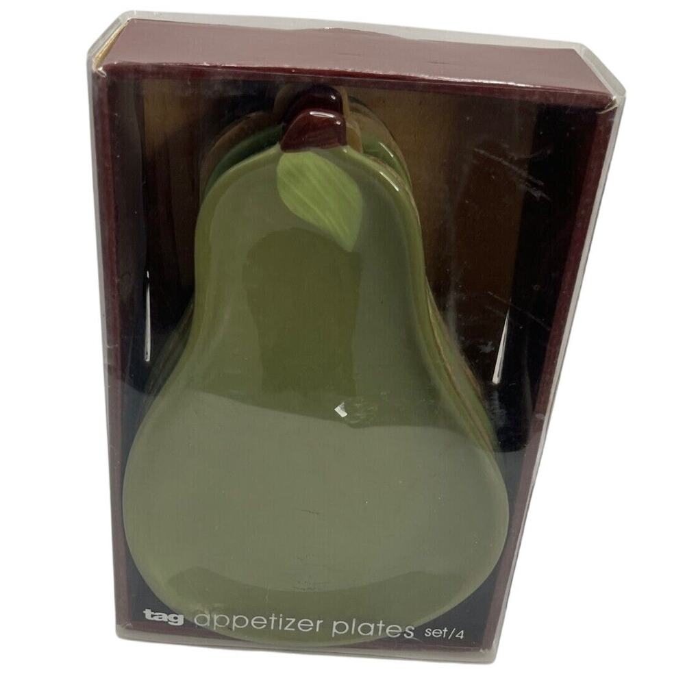 Tag ~ Pear Shaped Appetizer Plates Set of 4 NIB!